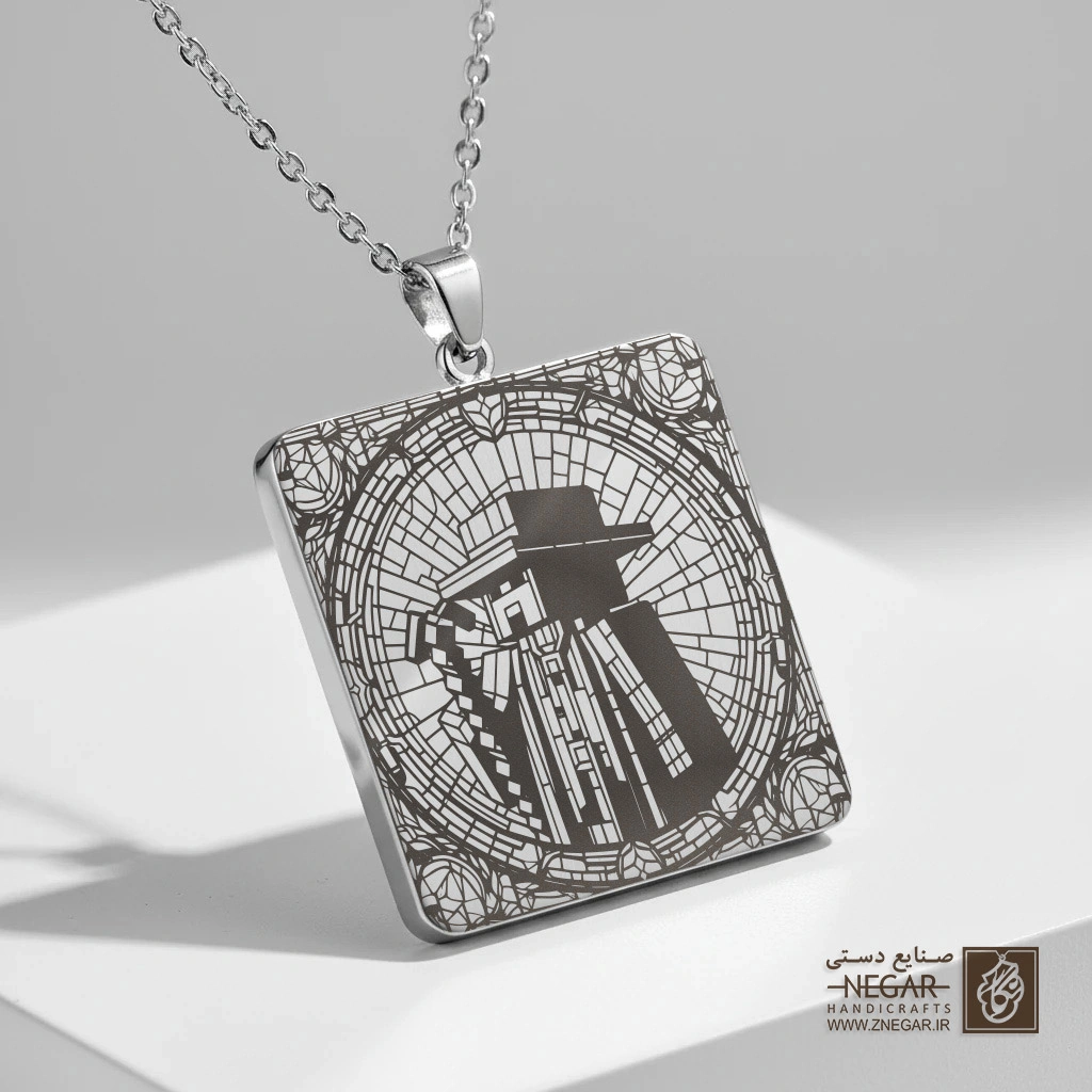 گردنبند طرح روبلاکس - جادوگر تاریکی (حکاکی لیزری فایبر، مدل قاب مربع) کد 502867