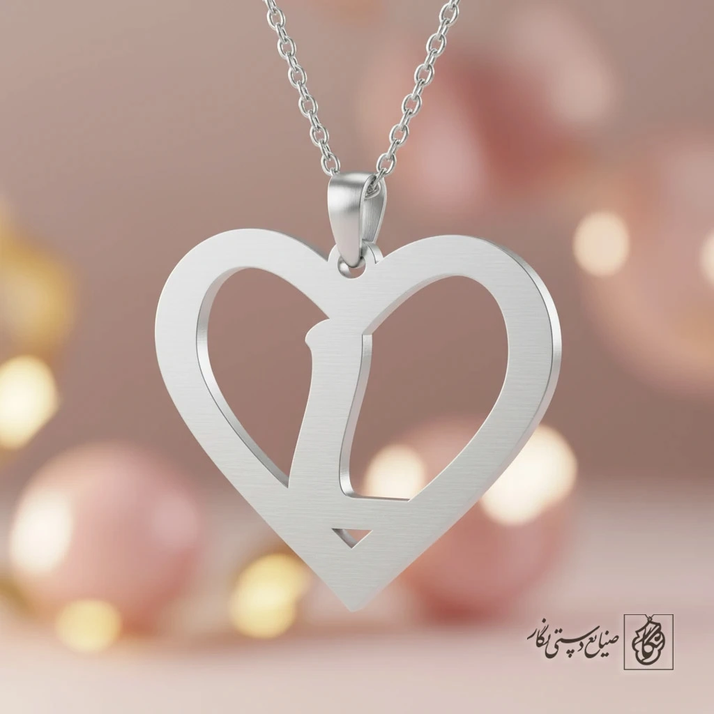 گردنبند حرف L داخل قلب کد 7123