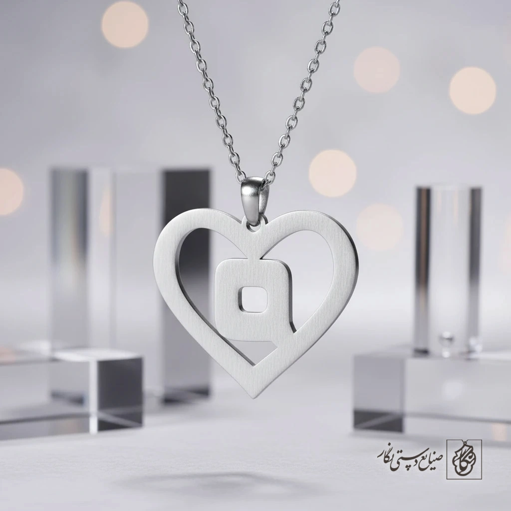 گردنبند حرف Q داخل قلب کد 7132