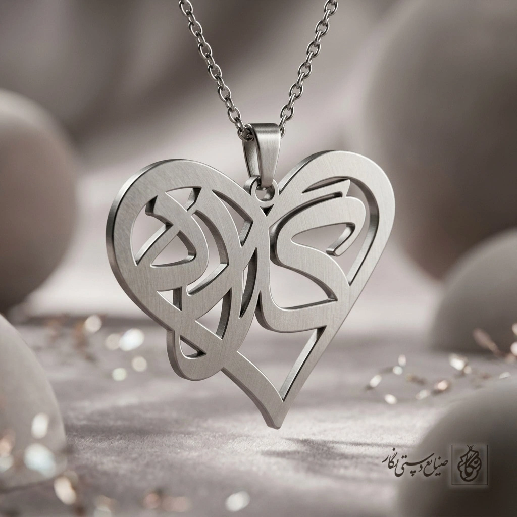 گردنبند اسم گلاره داخل قلب فانتزی کد 7204