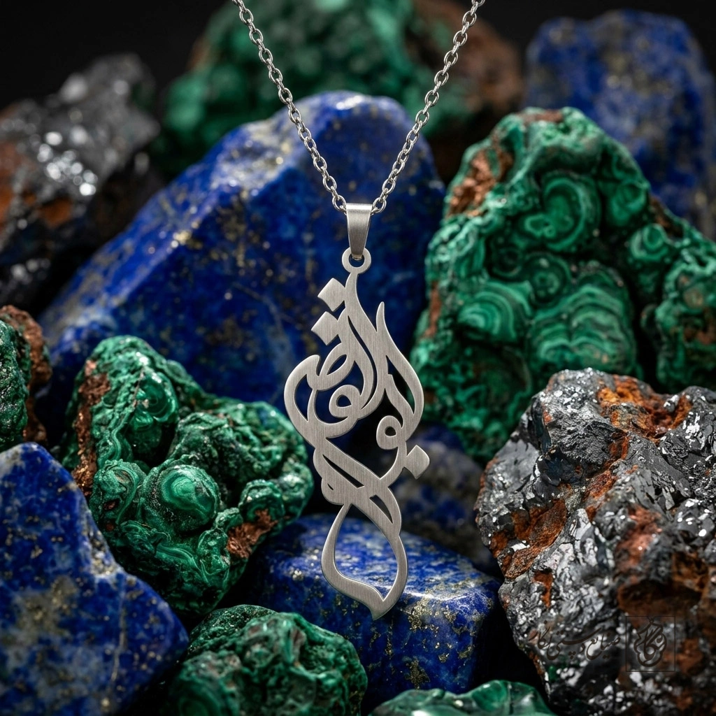 گردنبند اسم ابوالفضل فارسی عمودی ظریف کد 7321
