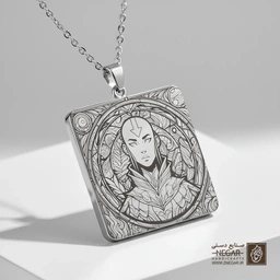 گردنبند طرح پرتره آنگ آخرین بادافزار (حکاکی لیزری فایبر، مدل قاب مربع) کد 500151