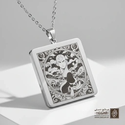 گردنبند طرح نماد عناصر آواتار (آنگ) (حکاکی لیزری فایبر، مدل قاب مربع) کد 500155