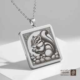 گردنبند طرح سنجاب زمینی ایستاده (حکاکی لیزری فایبر، مدل قاب مربع) کد 500600