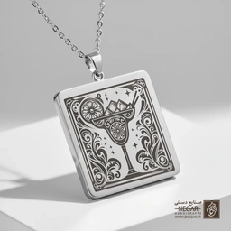 گردنبند طرح کوکتل و میوه (تابستانی) (حکاکی لیزری فایبر، مدل قاب مربع) کد 500712