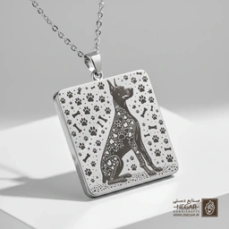 گردنبند طرح سگ دوبرمان (Doberman) پترن‌دار (حکاکی لیزری فایبر، مدل قاب مربع) کد 500978