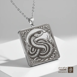 گردنبند طرح مار پیچان (Snake) (حکاکی لیزری فایبر، مدل قاب مربع) کد 501064