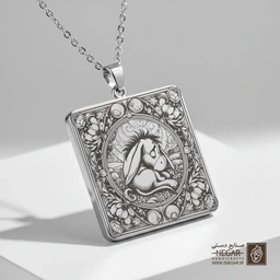 گردنبند طرح خوابیدن ایور (حکاکی لیزری فایبر، مدل قاب مربع) کد 501080