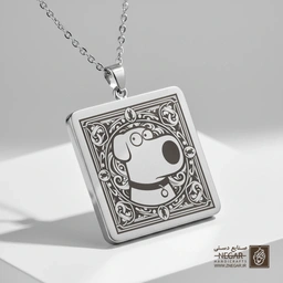گردنبند طرح برایان سگ (Family Guy) (حکاکی لیزری فایبر، مدل قاب مربع) کد 501225