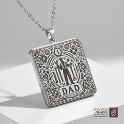 گردنبند طرح بهترین پدر (Number  DAD) (حکاکی لیزری فایبر، مدل قاب مربع) کد 501235