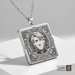 گردنبند طرح کریستوف (Kristoff) (حکاکی لیزری فایبر، مدل قاب مربع) کد 501322