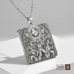 گردنبند طرح گروه شکارچیان روح (حکاکی لیزری فایبر، مدل قاب مربع) کد 501421
