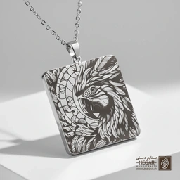 گردنبند طرح طوطی اسکندر (شاه طوطی) (حکاکی لیزری فایبر، مدل قاب مربع) کد 501526