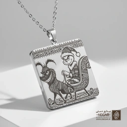 گردنبند طرح گرینچ و سگش (مکس) (حکاکی لیزری فایبر، مدل قاب مربع) کد 501549