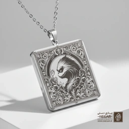 گردنبند طرح سر گرینچ در قاب بیضی (حکاکی لیزری فایبر، مدل قاب مربع) کد 501557
