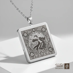 گردنبند طرح هری پاتر در حال پرواز (حکاکی لیزری فایبر، مدل قاب مربع) کد 501795