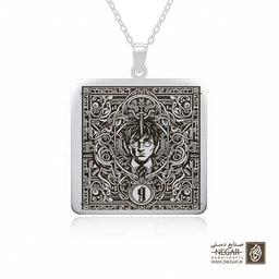 گردنبند طرح سکوی  و سه چهارم (حکاکی لیزری فایبر، مدل قاب مربع) کد 501797
