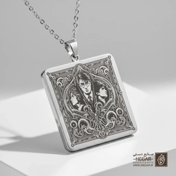 گردنبند طرح هری، رون و هرماینی (حکاکی لیزری فایبر، مدل قاب مربع) کد 501806