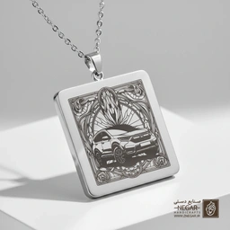 گردنبند طرح هوندا CR-V در قاب اسلیمی (حکاکی لیزری فایبر، مدل قاب مربع) کد 501871