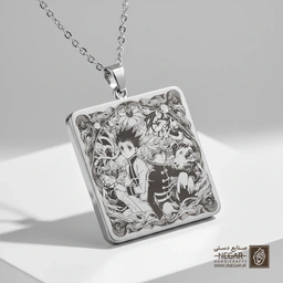 گردنبند طرح انیمه هانتر (حکاکی لیزری فایبر، مدل قاب مربع) کد 501921