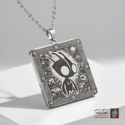 گردنبند طرح زیم و ماه (حکاکی لیزری فایبر، مدل قاب مربع) کد 501960