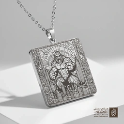 گردنبند طرح کینگ کونگ فانتزی (حکاکی لیزری فایبر، مدل قاب مربع) کد 502063