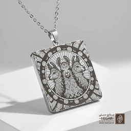 گردنبند طرح سه سگ لابرادور (گروهی) (حکاکی لیزری فایبر، مدل قاب مربع) کد 502080