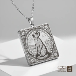 گردنبند طرح میرکات (Meerkat) ایستاده (حکاکی لیزری فایبر، مدل قاب مربع) کد 502242