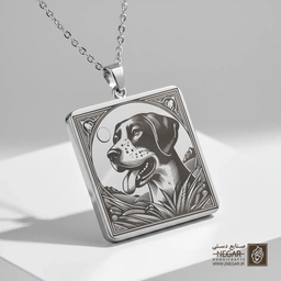 گردنبند طرح پرتره سگ مانتین کر (حکاکی لیزری فایبر، مدل قاب مربع) کد 502372