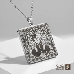 گردنبند طرح تودوراکی در قاب هندسی (حکاکی لیزری فایبر، مدل قاب مربع) کد 502402