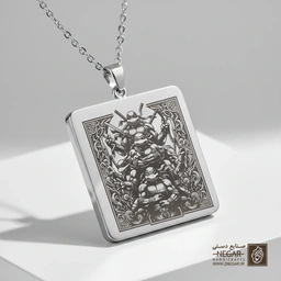 گردنبند طرح هنری نینجا تتلز (حکاکی لیزری فایبر، مدل قاب مربع) کد 502457