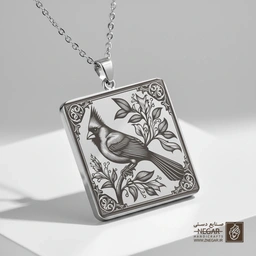 گردنبند طرح کاردینال - گرافیکی (حکاکی لیزری فایبر، مدل قاب مربع) کد 502466