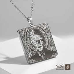 گردنبند طرح پین‌هد - کلاسیک (حکاکی لیزری فایبر، مدل قاب مربع) کد 502638