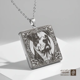گردنبند طرح پیت‌بول کلاسیک (حکاکی لیزری فایبر، مدل قاب مربع) کد 502660