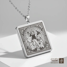 گردنبند طرح پوکمون - ماجراجویی (حکاکی لیزری فایبر، مدل قاب مربع) کد 502681