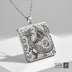 گردنبند طرح پوکمون - اژدها اسلیمی (حکاکی لیزری فایبر، مدل قاب مربع) کد 502690
