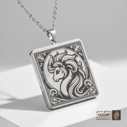 گردنبند طرح اسب پونی - پرتره دایره‌ای (حکاکی لیزری فایبر، مدل قاب مربع) کد 502700