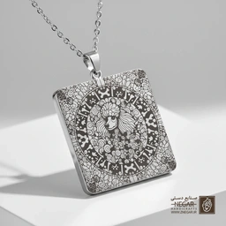 گردنبند طرح سگ پودل - ماندالا پرجزئیات (حکاکی لیزری فایبر، مدل قاب مربع) کد 502704
