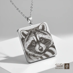 گردنبند طرح چهره راکون - رئال (حکاکی لیزری فایبر، مدل قاب مربع) کد 502758