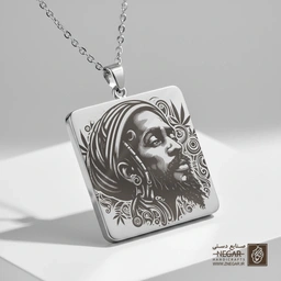 گردنبند طرح راستامن - استایل مدرن (حکاکی لیزری فایبر، مدل قاب مربع) کد 502811