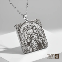 گردنبند طرح رابین هود - تیرانداز ماهر (حکاکی لیزری فایبر، مدل قاب مربع) کد 502843