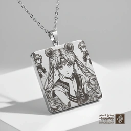 گردنبند طرح سیلور مون (Sailor Moon) (حکاکی لیزری فایبر، مدل قاب مربع) کد 502897