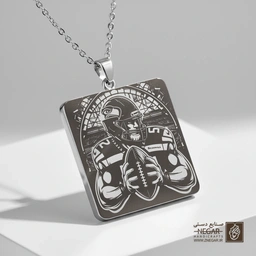 گردنبند طرح سیاتل سی‌هاکس - بازیکن (حکاکی لیزری فایبر، مدل قاب مربع) کد 502963