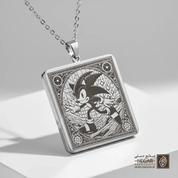 گردنبند طرح سونیک در حال دویدن (سرعتی) (حکاکی لیزری فایبر، مدل قاب مربع) کد 503188