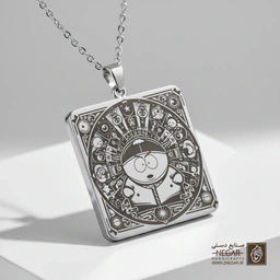 گردنبند طرح اریک کارتمن (Cartman) ماندالا (حکاکی لیزری فایبر، مدل قاب مربع) کد 503198