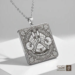 گردنبند طرح آقای خرچنگ قاب ویترای (حکاکی لیزری فایبر، مدل قاب مربع) کد 503257