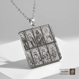 گردنبند طرح آلبوم کاراکترهای جنگ ستارگان (حکاکی لیزری فایبر، مدل قاب مربع) کد 503318