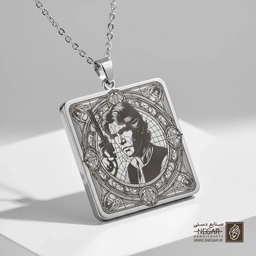 گردنبند طرح هان سولو (Han Solo) و کادر دایره (حکاکی لیزری فایبر، مدل قاب مربع) کد 503335