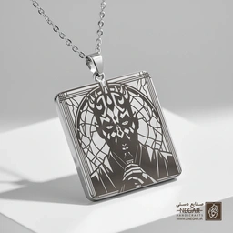 گردنبند طرح دارث مول (Darth Maul) با نقوش (حکاکی لیزری فایبر، مدل قاب مربع) کد 503362