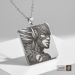 گردنبند طرح چهره مدرن فلش با قاب هنری (حکاکی لیزری فایبر، مدل قاب مربع) کد 503519